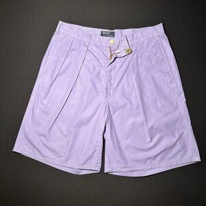 Vintage Polo RL Shorts Mens 34 Japanese Fabric USA Made Purple Pleated Talon Zip